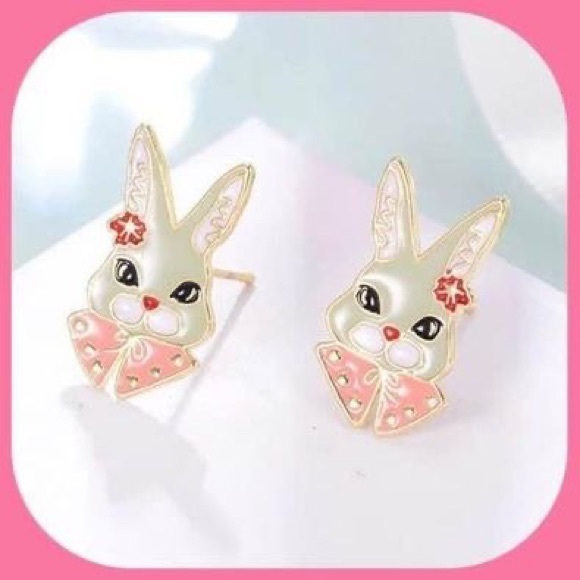 COPY - New Adorable Precious Easter Bunny Charlotte Enamel Stud Earrings - Picture 1 of 5